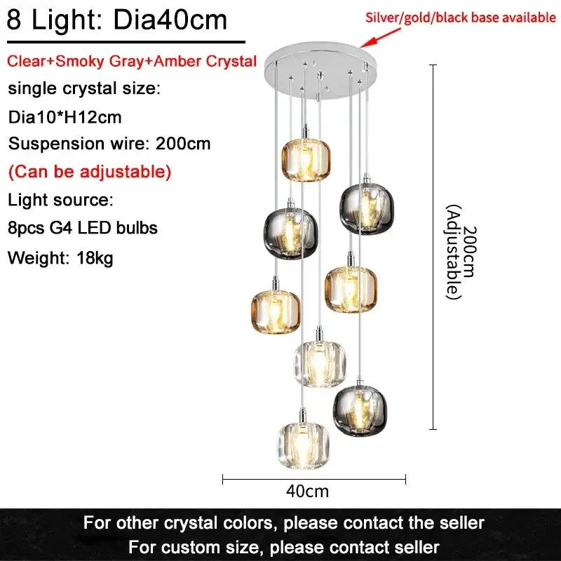 Modern crystal led chandelier living room orb pendant light