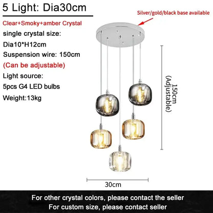 Modern crystal led chandelier living room orb pendant light