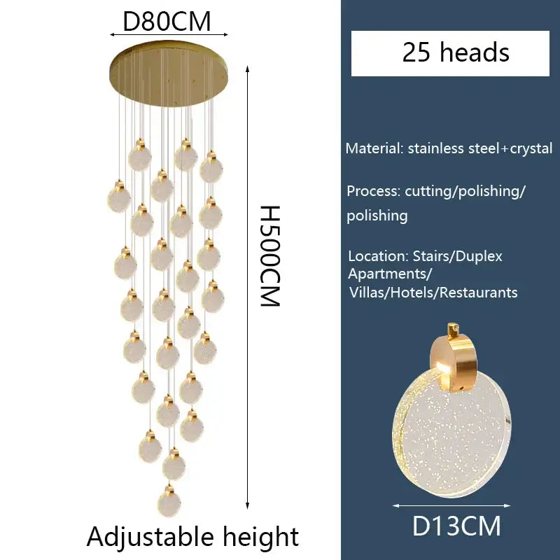 Modern crystal led chandelier living room orb pendant light