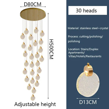 Modern crystal led chandelier living room orb pendant light
