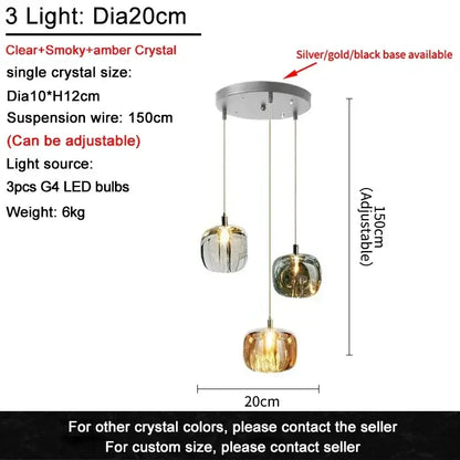 Modern crystal led chandelier living room orb pendant light