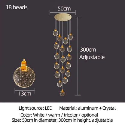 Modern crystal led chandelier living room orb pendant light
