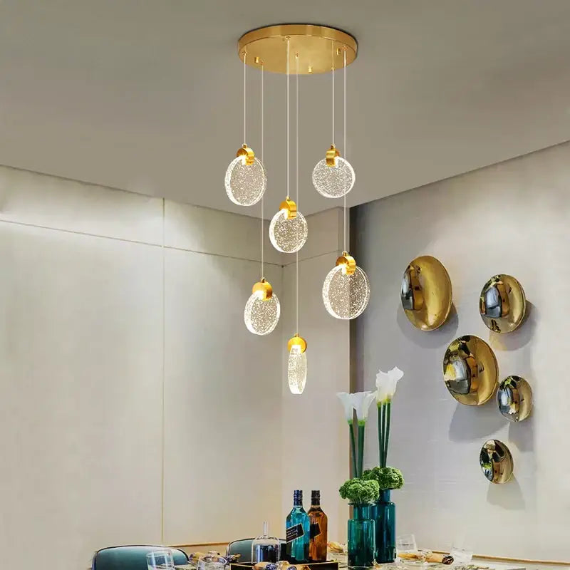 Modern crystal led chandelier living room orb pendant light