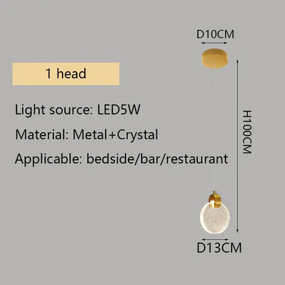 Modern crystal led chandelier living room orb pendant light