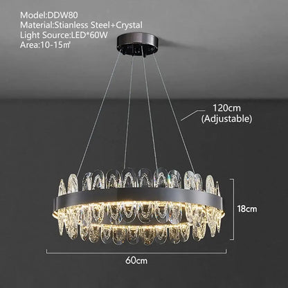 Modern crystal led chandelier living room pendant light