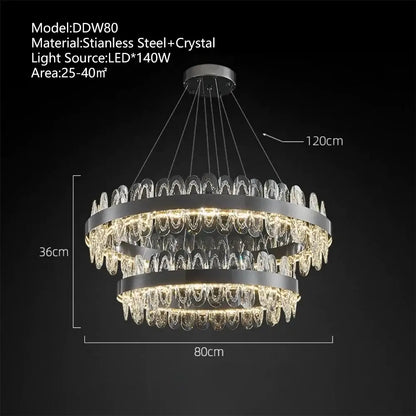 Modern crystal led chandelier living room pendant light