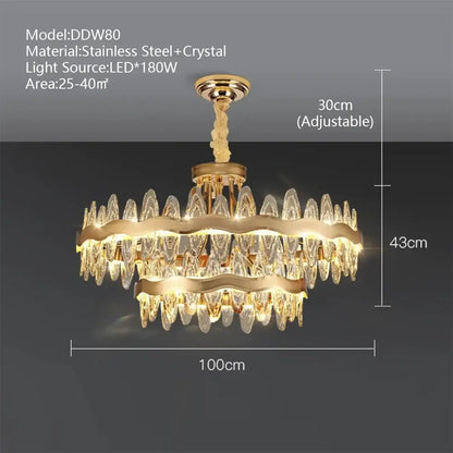 Modern crystal led chandelier living room pendant light