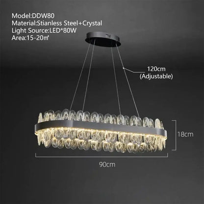 Modern crystal led chandelier living room pendant light