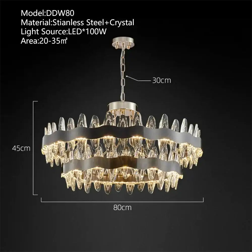 Modern crystal led chandelier living room pendant light