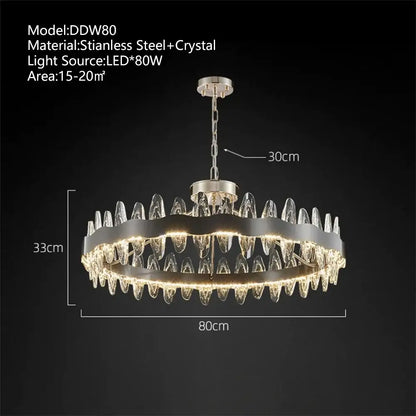 Modern crystal led chandelier living room pendant light