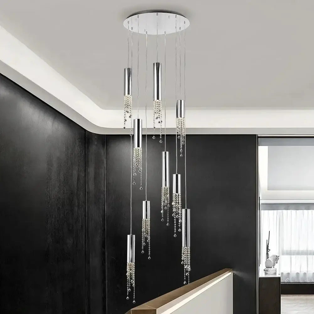 Modern crystal led chandelier staircase luxury light