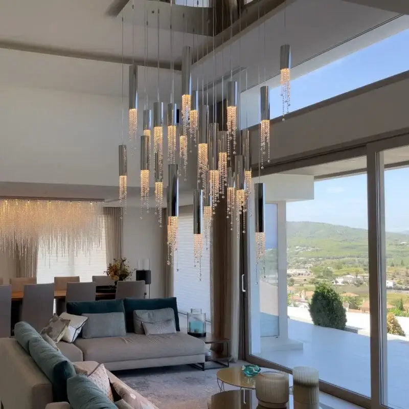 Modern decorbites crystal led chandelier staircase luxury light