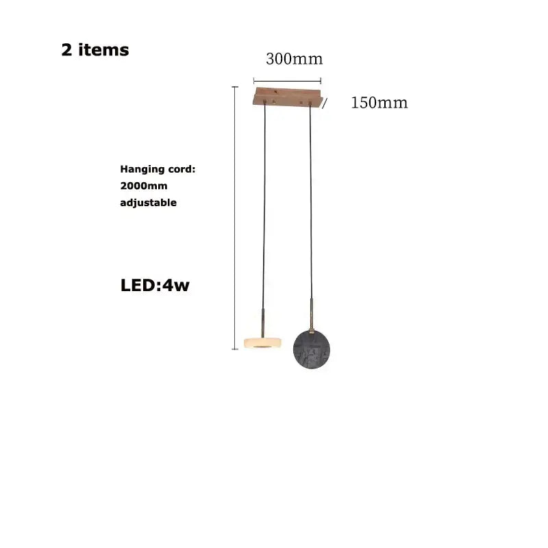 Modern deco wood and marble led chandelier dining room light