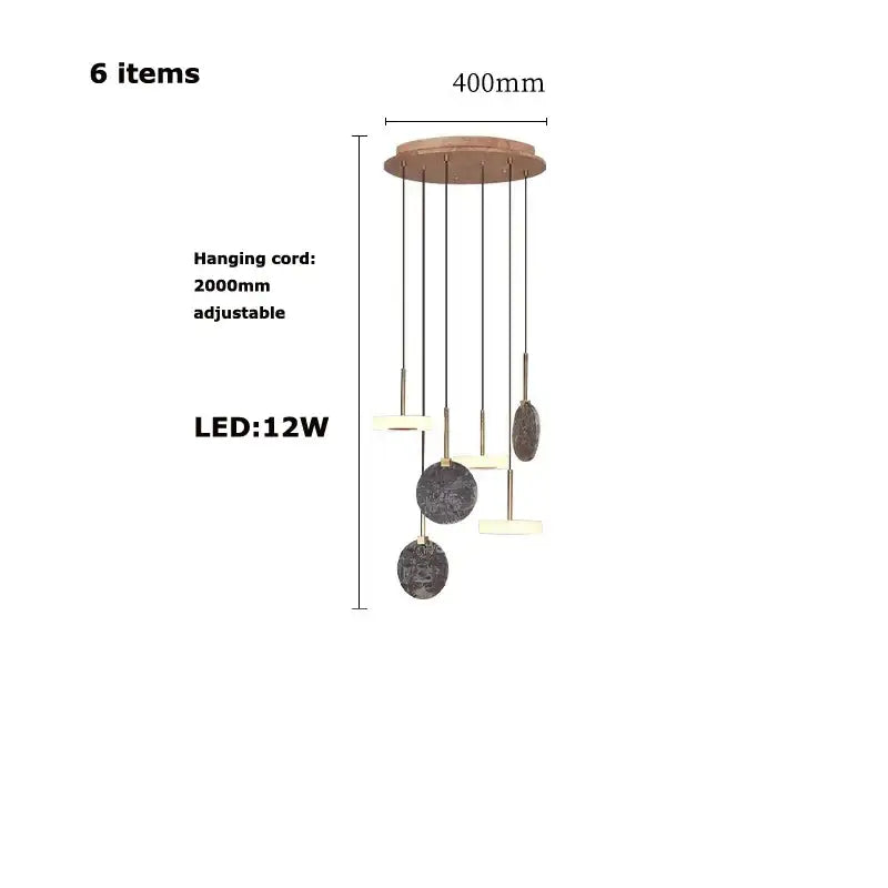 Modern deco wood and marble led chandelier dining room light
