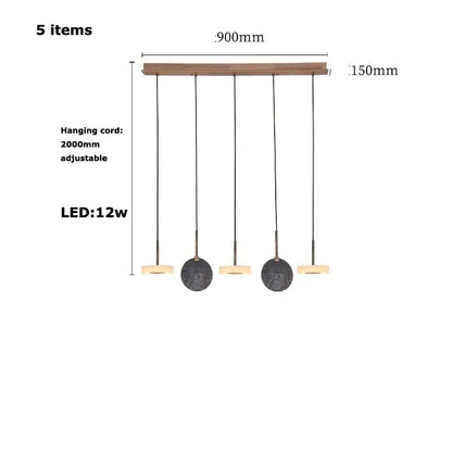 Modern deco wood and marble led chandelier dining room light