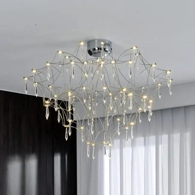 Modern deluxe crystal star lamp chrome living room chandelier