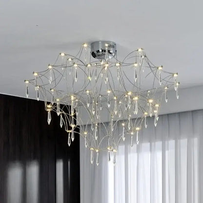 Modern deluxe crystal star lamp chrome living room chandelier