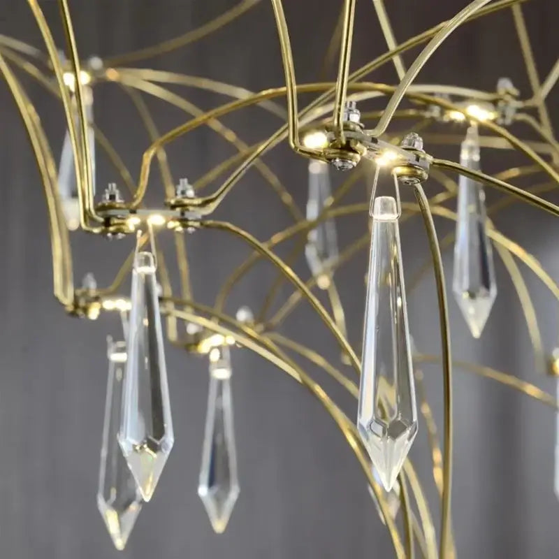 Modern deluxe crystal star lamp chrome living room chandelier