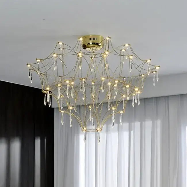 Modern deluxe crystal star lamp chrome living room chandelier
