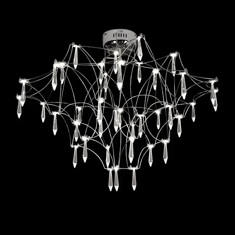 Modern deluxe crystal star lamp chrome living room chandelier
