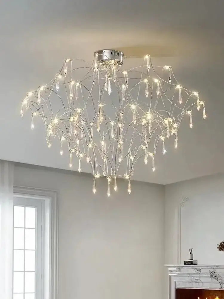 Modern deluxe crystal star lamp chrome living room chandelier