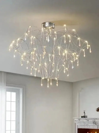 Modern deluxe crystal star lamp chrome living room chandelier