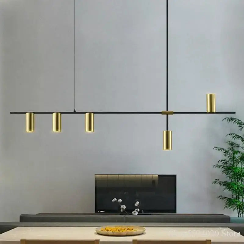 Modern designer black long chandelier dining room light