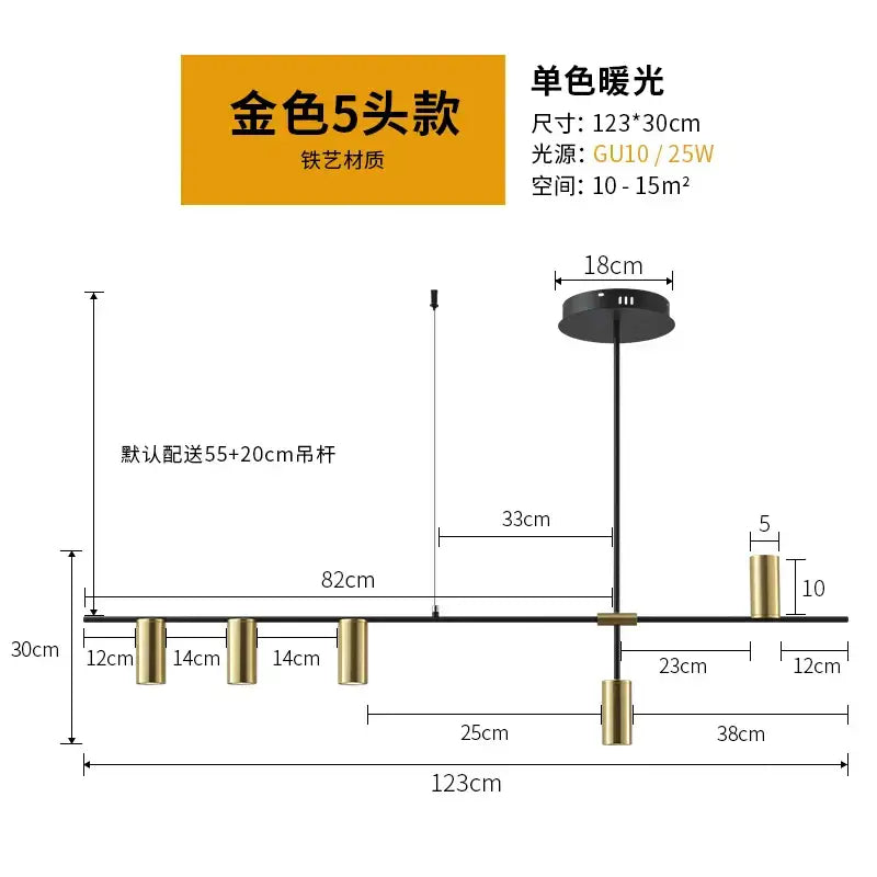 Modern designer black long chandelier dining room light