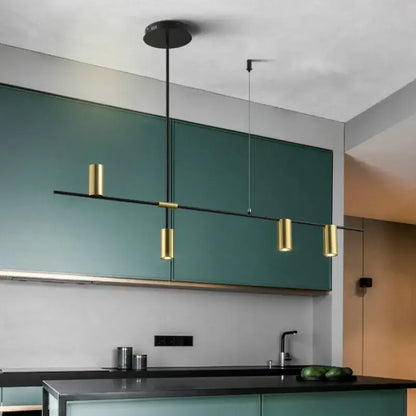 Modern designer black long chandelier dining room light