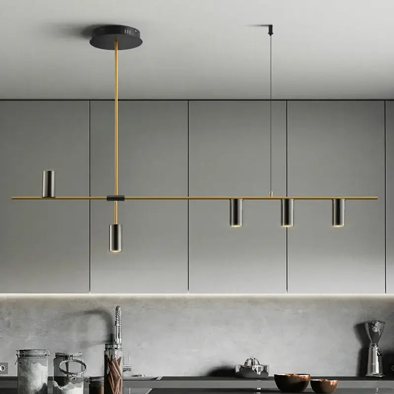 Modern designer black long chandelier dining room light