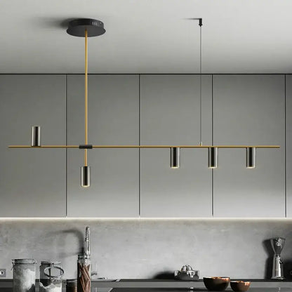Modern designer black long chandelier dining room light