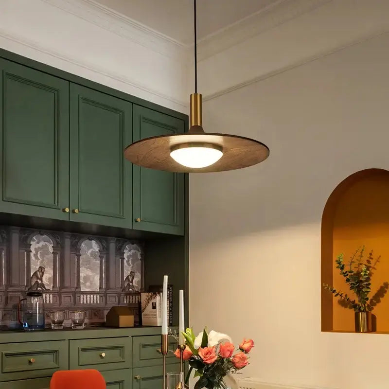 Modern flying saucer solid wood chandelier bedroom light