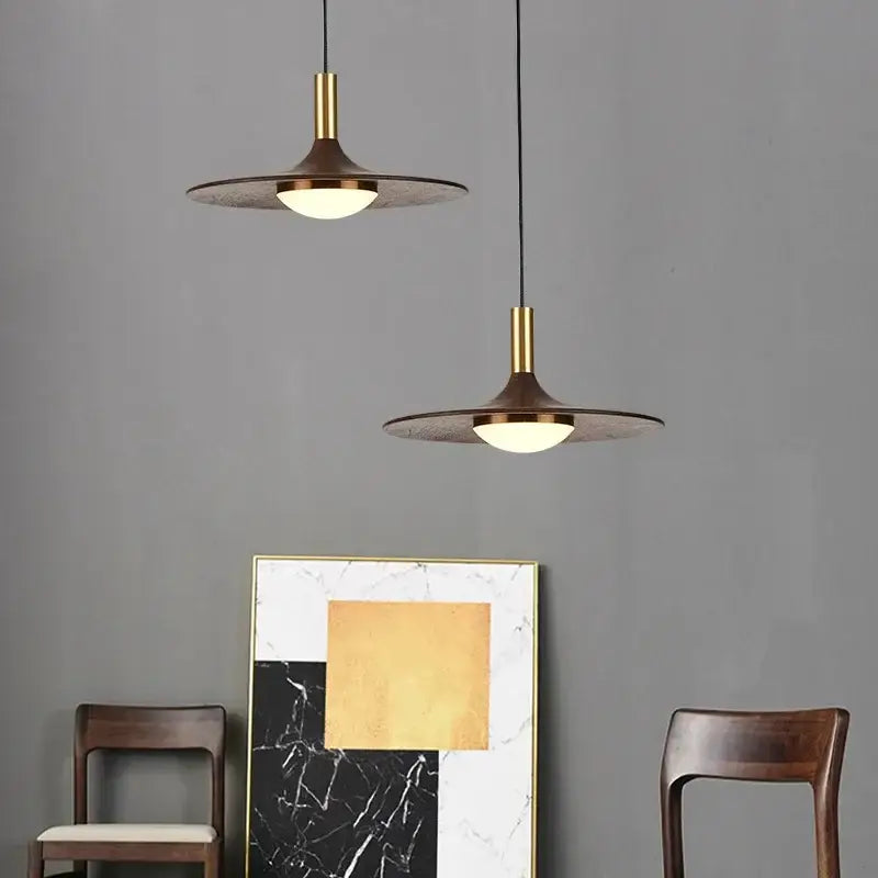 Modern flying saucer solid wood chandelier bedroom light