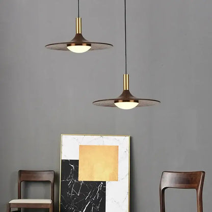 Modern flying saucer solid wood chandelier bedroom light