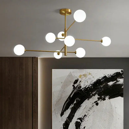 Modern glass brass chandelier for living room