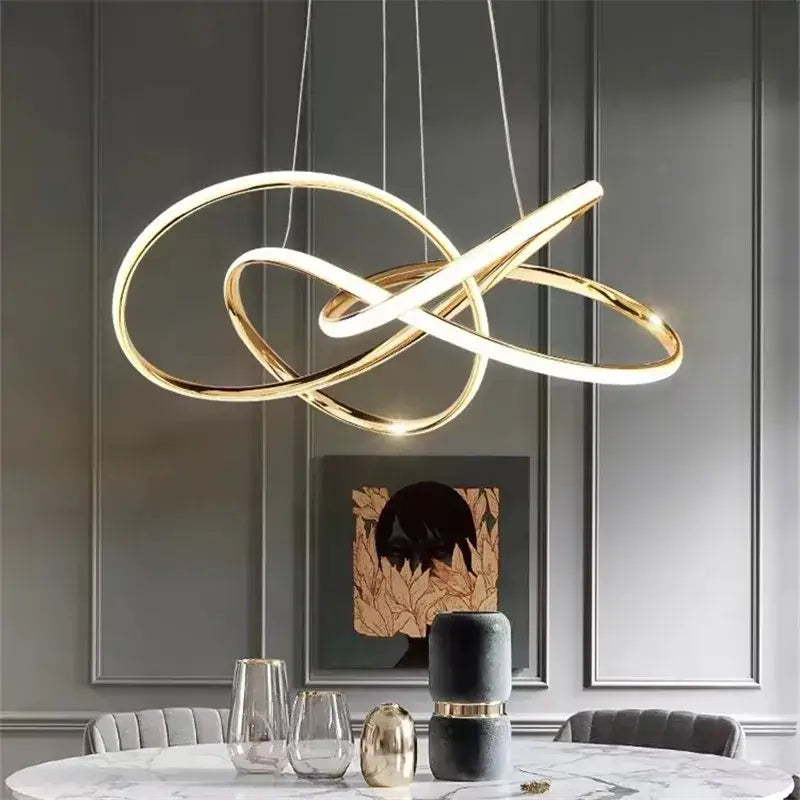 Modern gold ring led chandelier for dining room lighting
