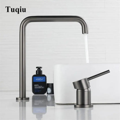 Modern gun grey rotating faucet kitchen sink tap