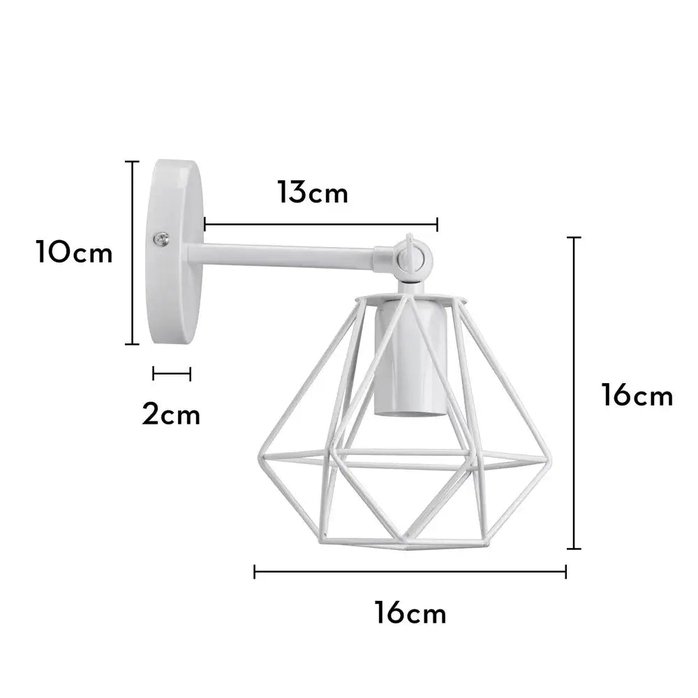 Modern iron white cage wall lamp bedroom wood sconce