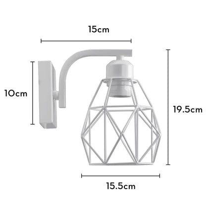 Modern iron white cage wall lamp bedroom wood sconce