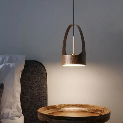 Modern led wood grain chandelier dining room pendant light