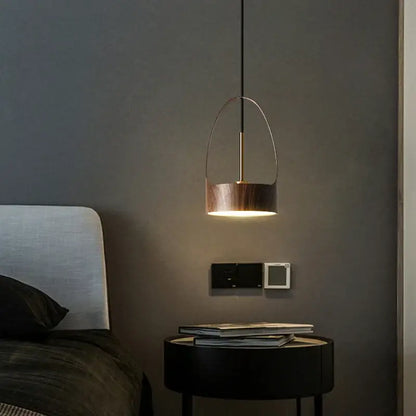 Modern led wood grain chandelier dining room pendant light