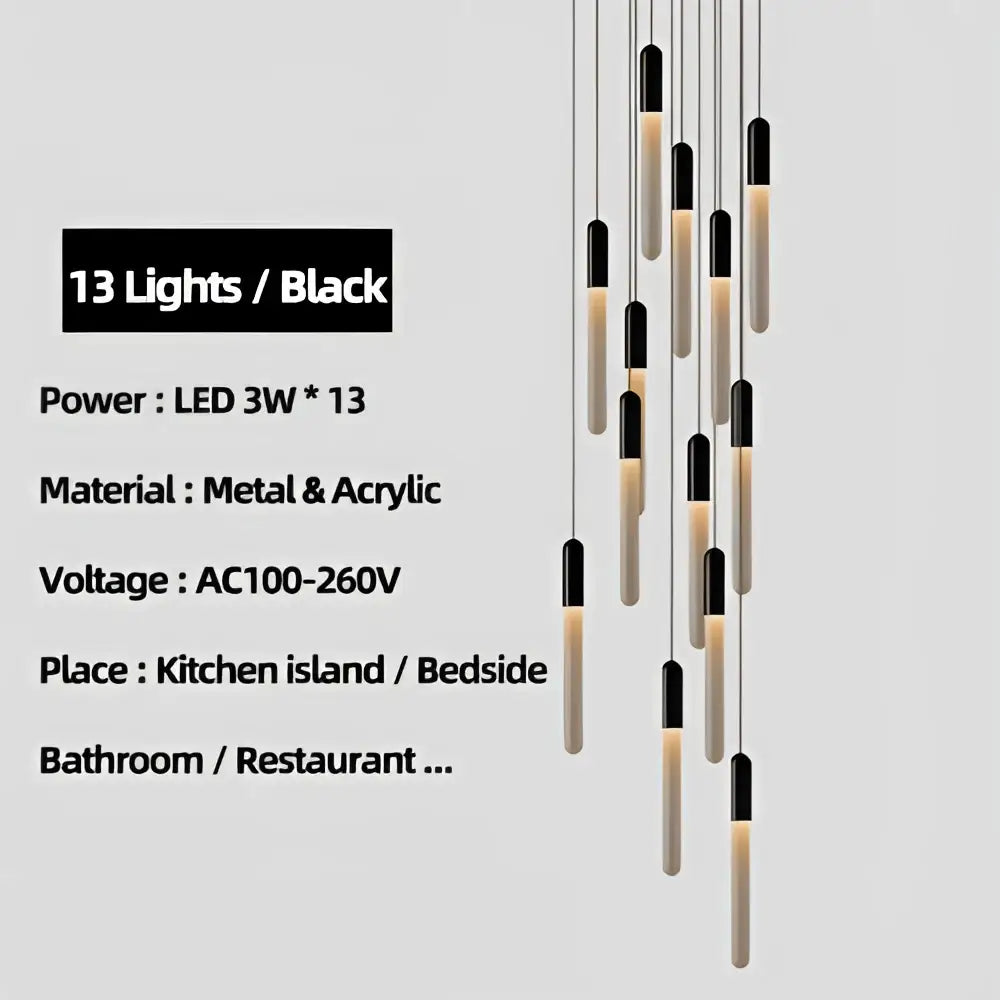 Modern luxe gold tube chandelier dining room lighting