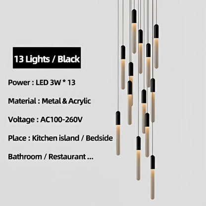 Modern luxe gold tube chandelier dining room lighting