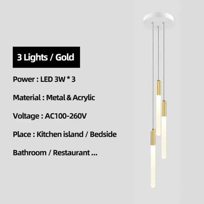 Modern luxe gold tube chandelier dining room lighting
