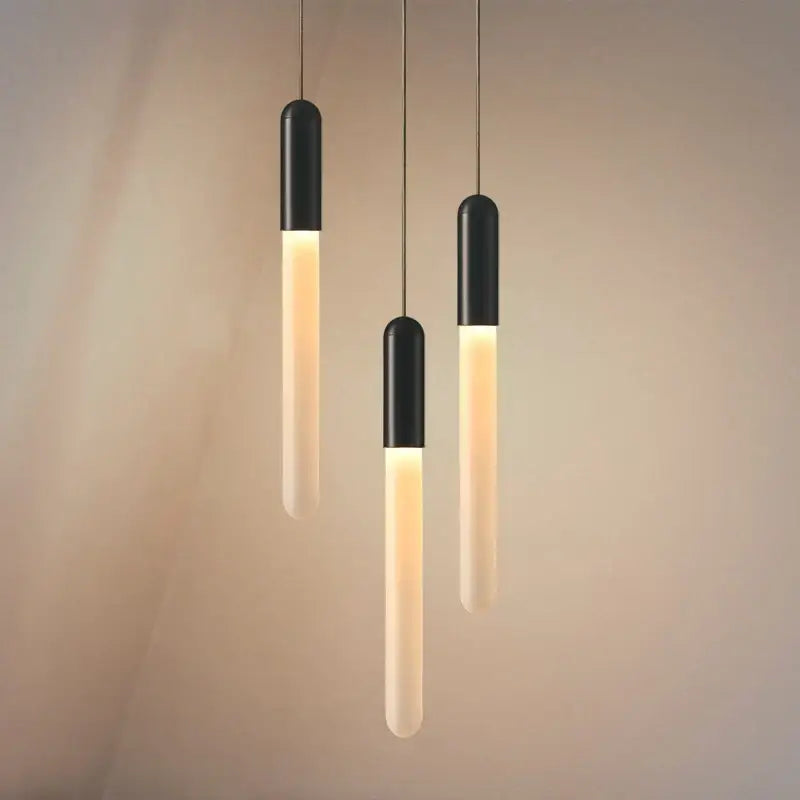 Modern luxe gold tube chandelier dining room lighting