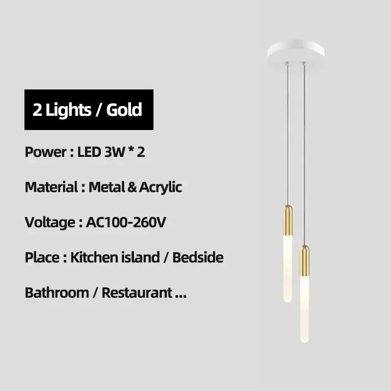 Modern luxe gold tube chandelier dining room lighting