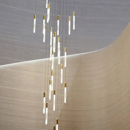 Modern luxe gold tube chandelier dining room lighting