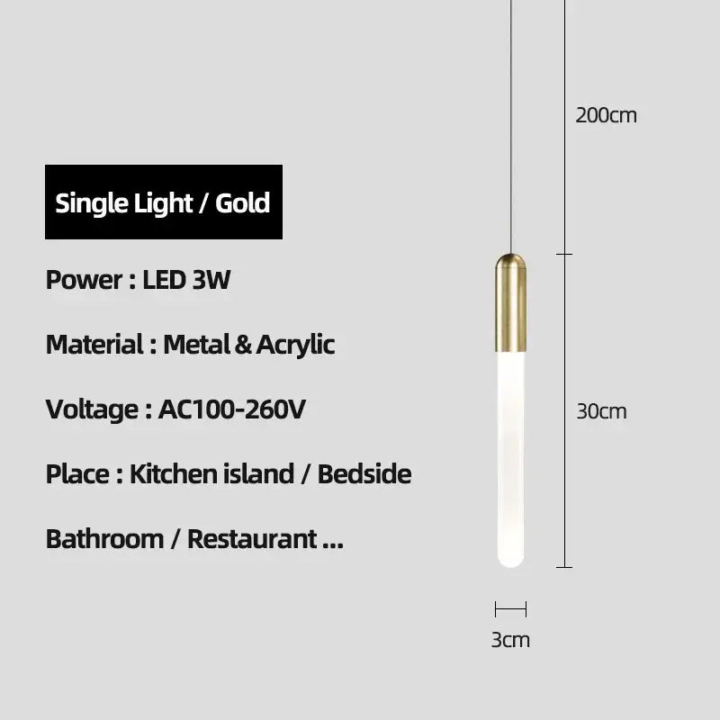 Modern luxe gold tube chandelier dining room lighting