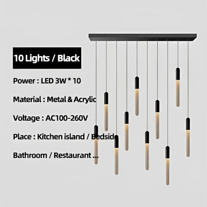 Modern luxe gold tube chandelier dining room lighting