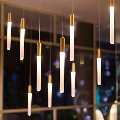 Modern luxe gold tube chandelier dining room lighting